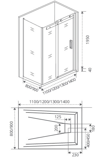 Bas Galaxy WTW+SP B душевой уголок 120*80*195