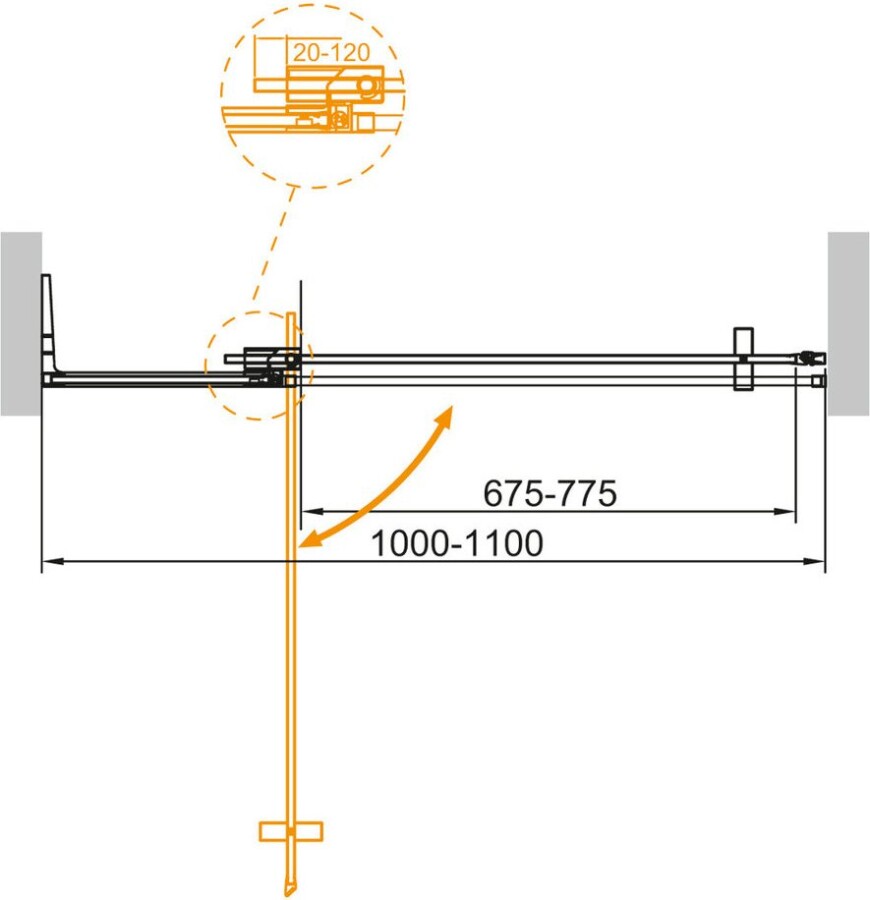 Cezares SLIDER-B-1-100/110-C-Cr душевые двери 110*195