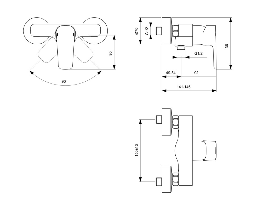 Смеситель Ideal Standard Ceraplan III B0716AA для душа