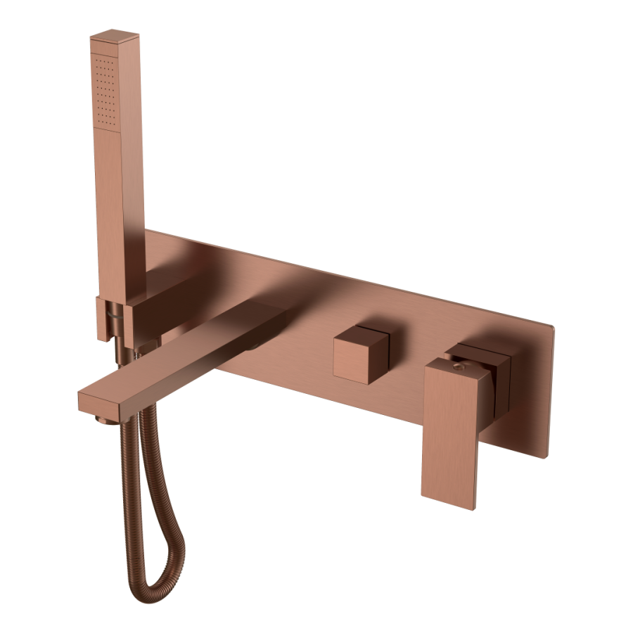 Смеситель для ванны с душевым гарнитуром Boheme Qubic Brushed Bronze 474-2-BRB
