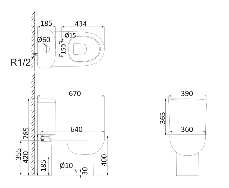 Creo Ceramique Lorient LO1002+S6010S+LO1003 унитаз напольный