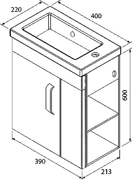 Iddis Torr 40 тумба с раковиной TOR40W1i95K подвесная L