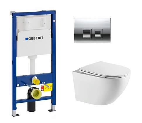 Инсталляция Geberit Duofix Delta 458.149.21.1 с клавишей и унитазом Azario AZ-0046-UQ