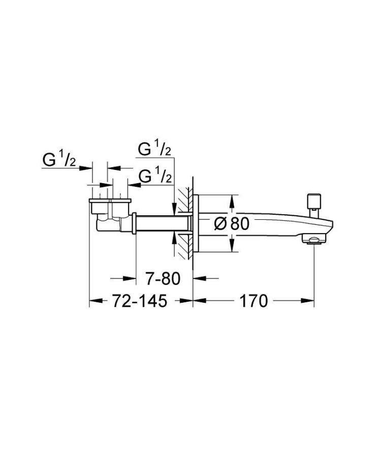 Grohe Eurostyle Cosmopolitan 13277002 излив для ванны хром с переключателем