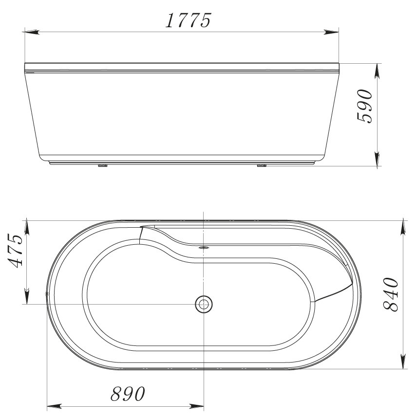 BelBagno BB14-K 178*84 ванна акриловая овальная