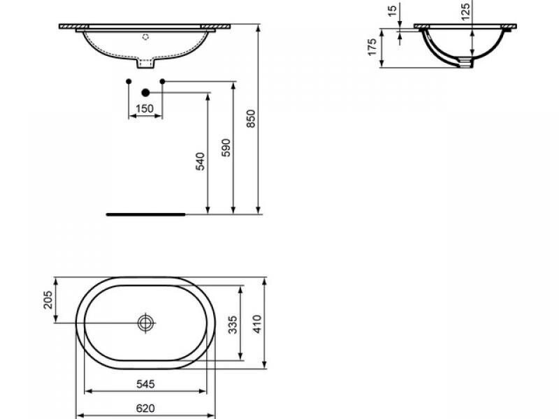 Ideal Standard Connect E505001 умывальник встраиваемый 62*41 см