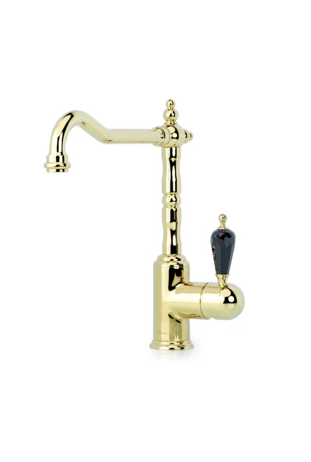 Смеситель для кухни Boheme Kitchen Tradizionale Oro с кристаллом Black SW 102-BSW