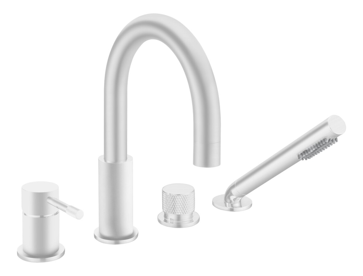 Смеситель врезной на борт ванны Boheme Uno Белый матовый 460-MW