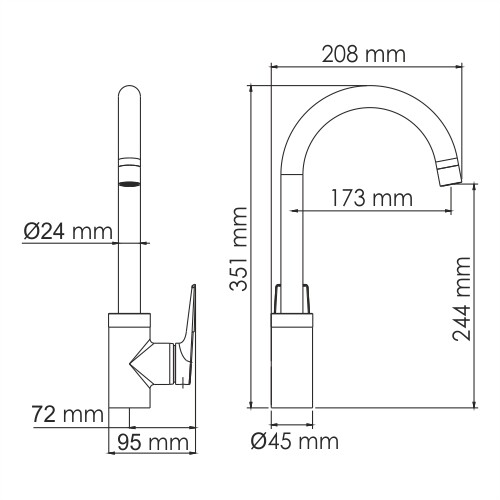 WasserKRAFT Glan 6607 смеситель для кухни черный