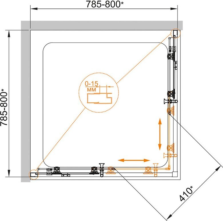 Cezares ECO-O-A-2-80-P-Cr душевое ограждение 80*80*190