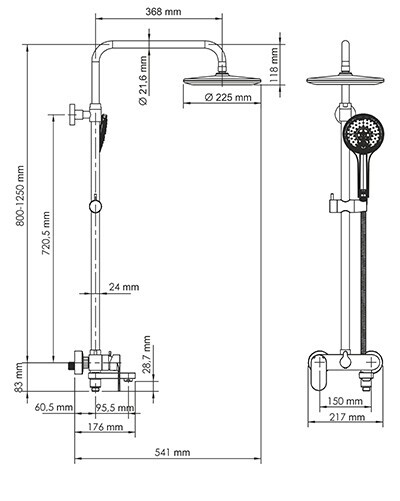 WasserKRAFT A17401 душевая система черный