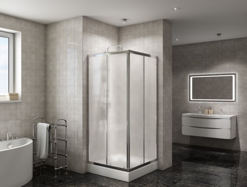 BelBagno Due душевой уголок 90х90, рифленое стекло DUE-A-2-90-P-Cr
