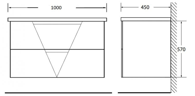 BelBagno VITTORIA-1000-2C-SO-BL 100 тумба с раковиной подвесная