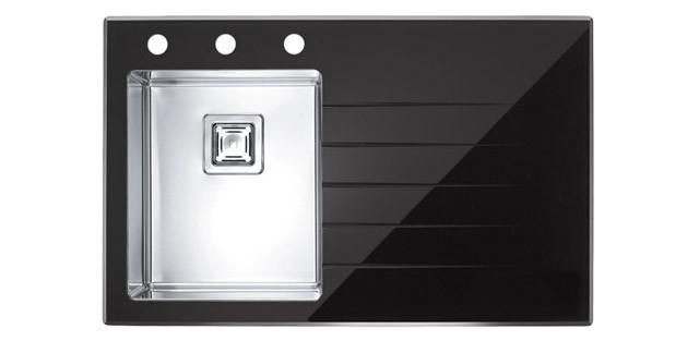 Мойка Alveus Crystalix 10 1099633/1070309 нержавеющая сталь и закаленное стекло черное L/R 86x54 см