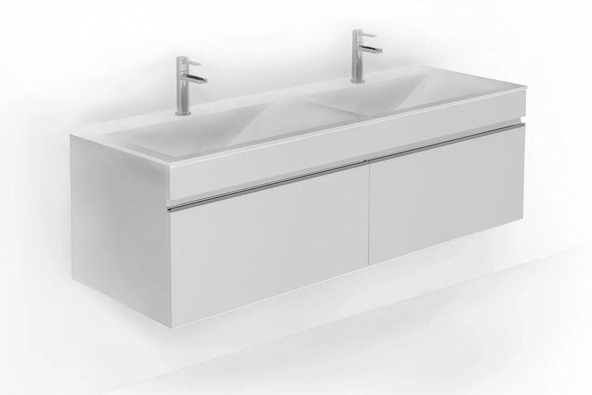 Raval Twins 140 тумба Twi.01.140/P/W с раковиной Pul.08.140/W подвесная