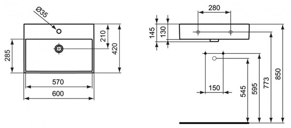 Ideal Standard Strada K077801 умывальник накладной 60 см