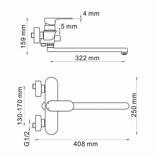 WasserKRAFT Dinkel 5802L смеситель для ванны хром