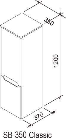 Ravak Classic SB 350 R X000000355 Шкаф-пенал белый глянец, правый