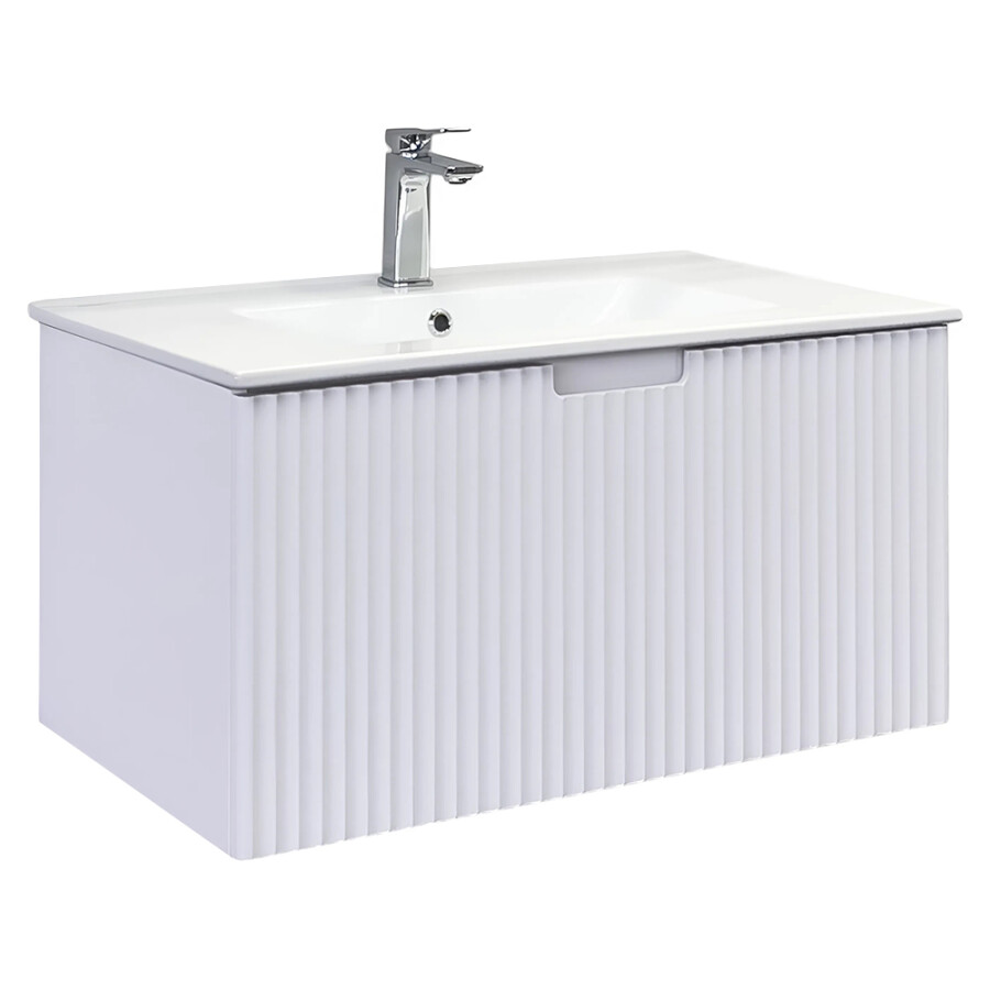 Подвесная тумба-умывальник Comforty Муром-80П белая матовая с раковиной Comforty 80E 00-00020158