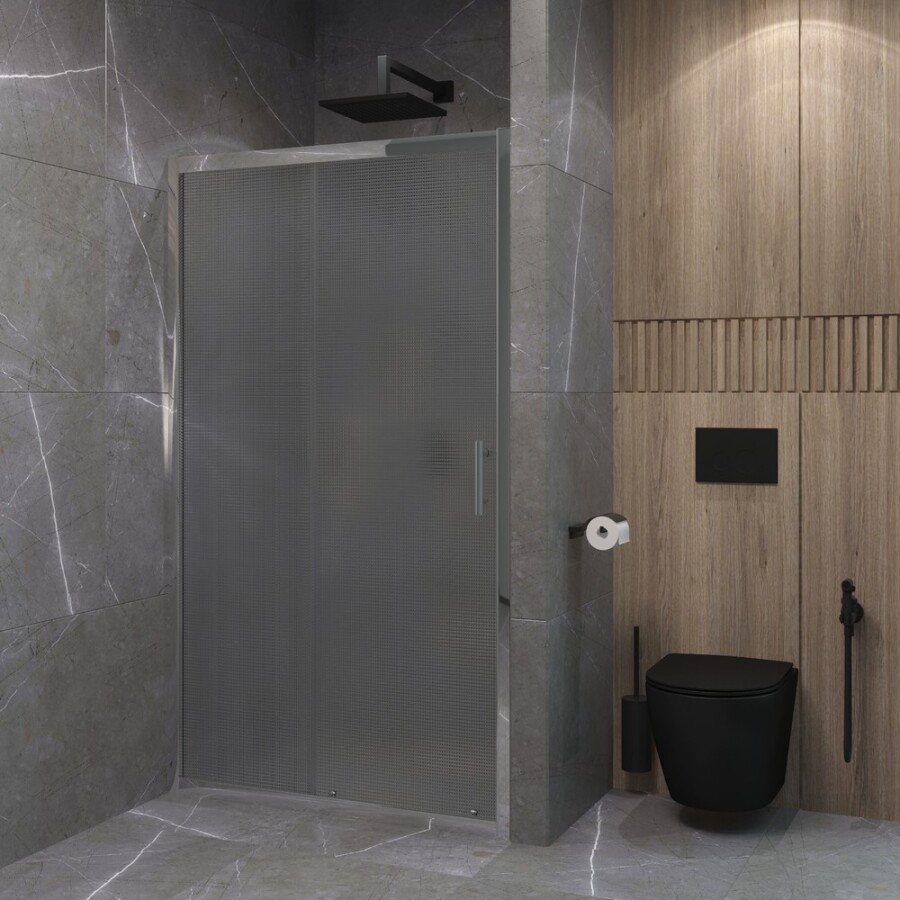 EG1CF Душевое ограждение в проем EvaGold 120х190, профиль хром, рифленое стекло EG220051