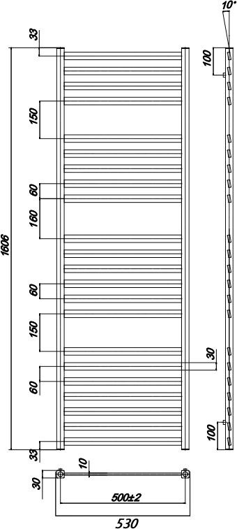 Ravak Degree полотенцесушитель водяной 500*1600 X04000083684