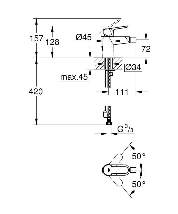 Grohe BauEdge 23332000 смеситель для биде