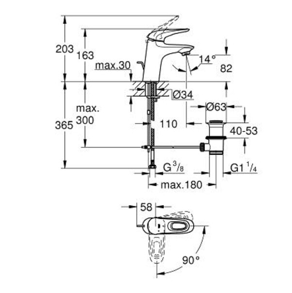 Grohe Eurostyle New 23374003 смеситель для раковины 35 мм