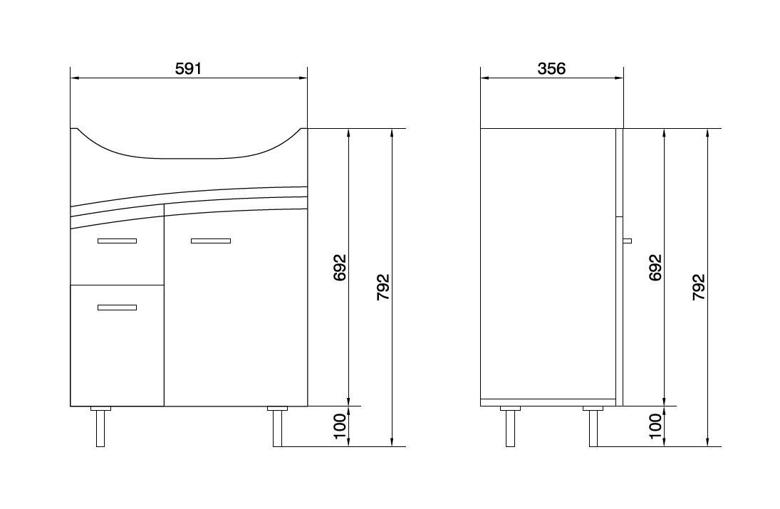 Cersanit Erica 65 см тумба с раковиной SU-ERN-ERI65 напольная