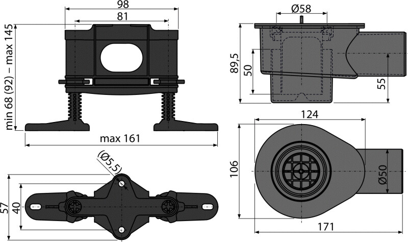 Alca Plast APZ-S12 Сифон DN50 и комплект регулируемых ног