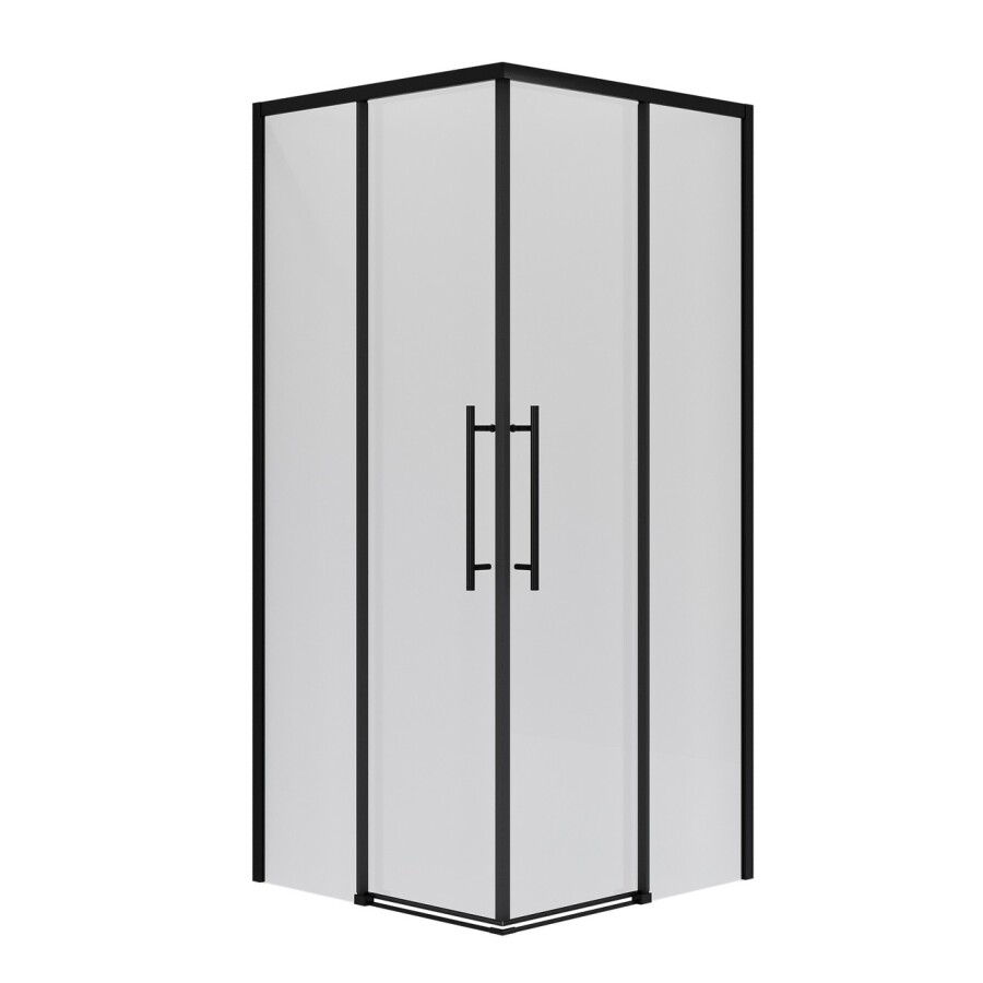 Душевое ограждение Niagara Nova NG-6829-34ВLACK (90х90х195) квадрат,черный матовый,двери раздвижные,стекло прозрачное,1 место