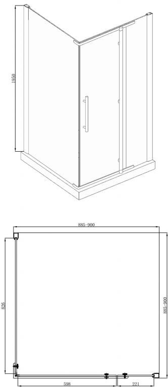 Bravat Blackline BS090.3113A душевое ограждение 90*90*195