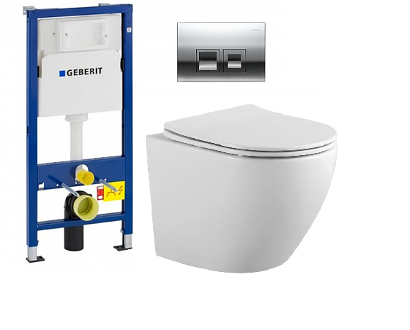 Инсталляция Geberit Duofix Delta 458.149.21.1 с клавишей и унитазом Aquatek AQ1901-00