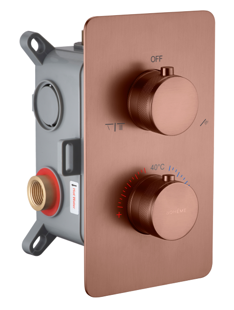 Смеситель встраиваемый с термостатом 2-х проходной Boheme Cell Thermo Brushed Bronze 134-2-BRB