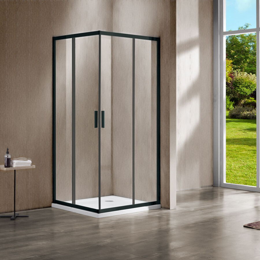 Vincea Garda душевой уголок VSS-1G1212CLB 120х120 черный, стекло прозрачное