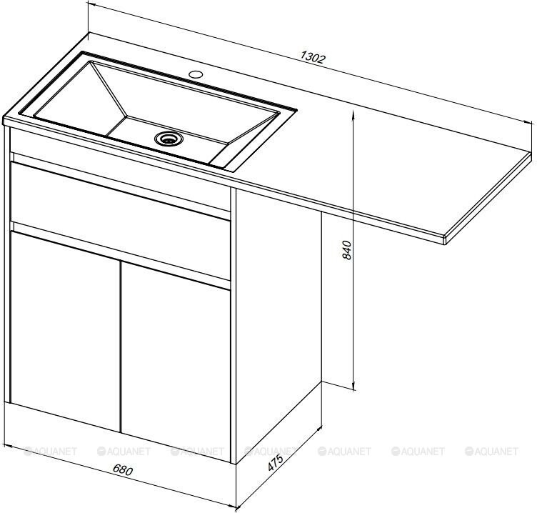Aquanet Токио 130 R тумба с раковиной напольная белый 00239216