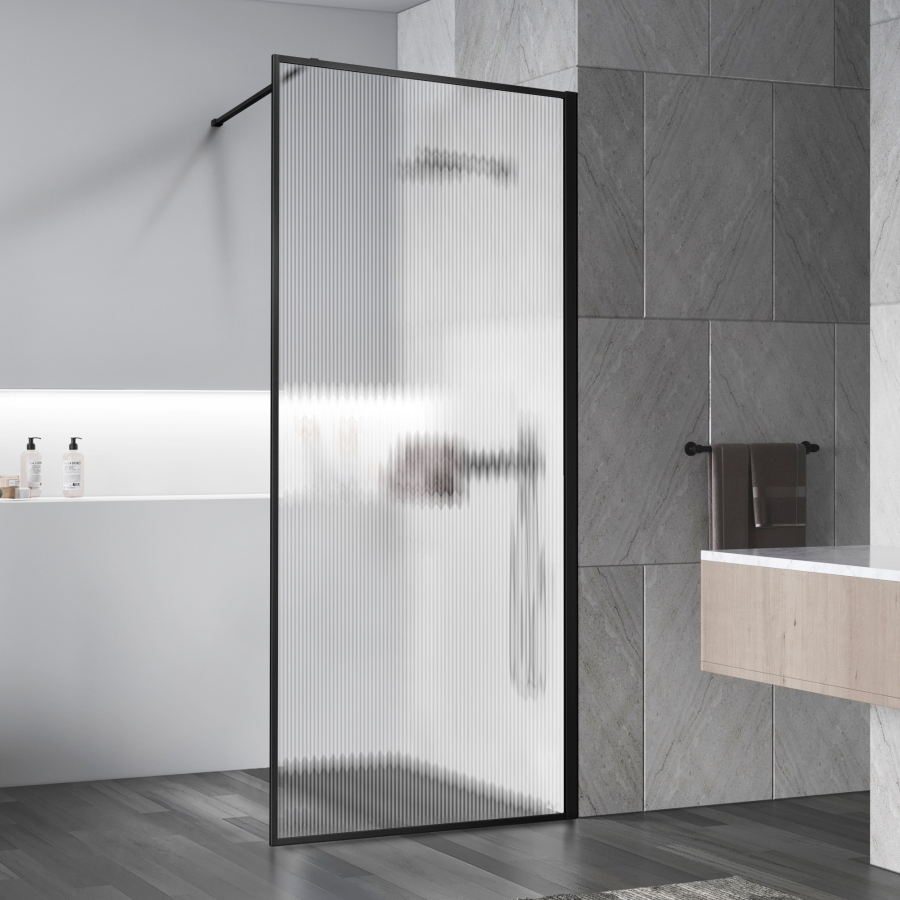 Vincea Walk-In душевая перегородка 80 см черная / рифленая VSW-1HP800FLB