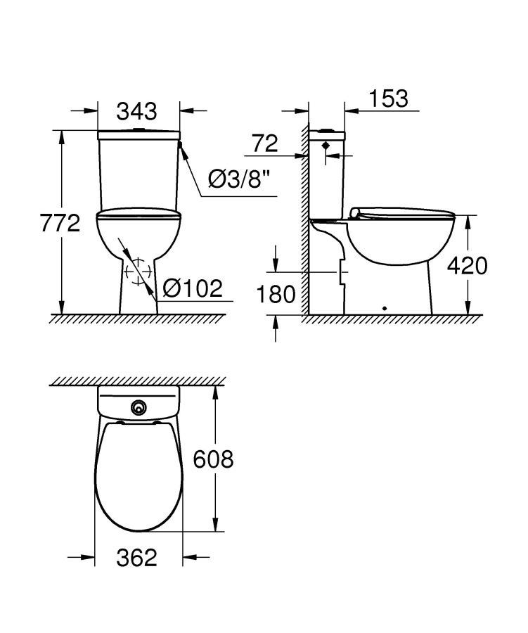 Grohe Bau Ceramic 39347000 унитаз напольный