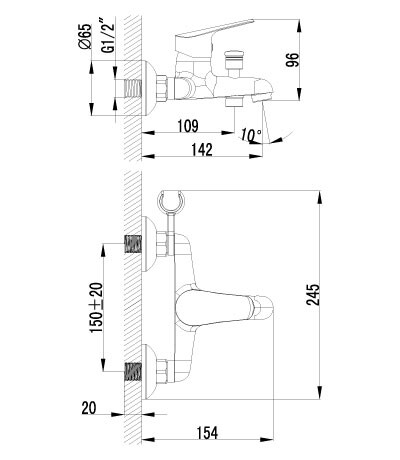 Lemark LM6552C Партнер смеситель для ванны хром