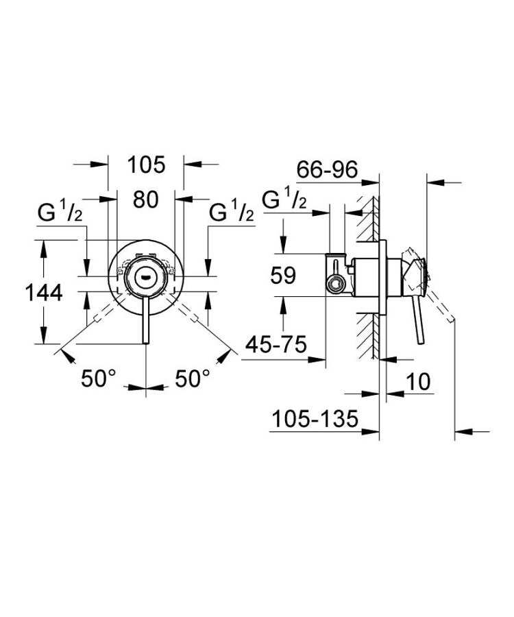 Grohe BauClassic 124902-B смеситель с гигиеническим душем хром