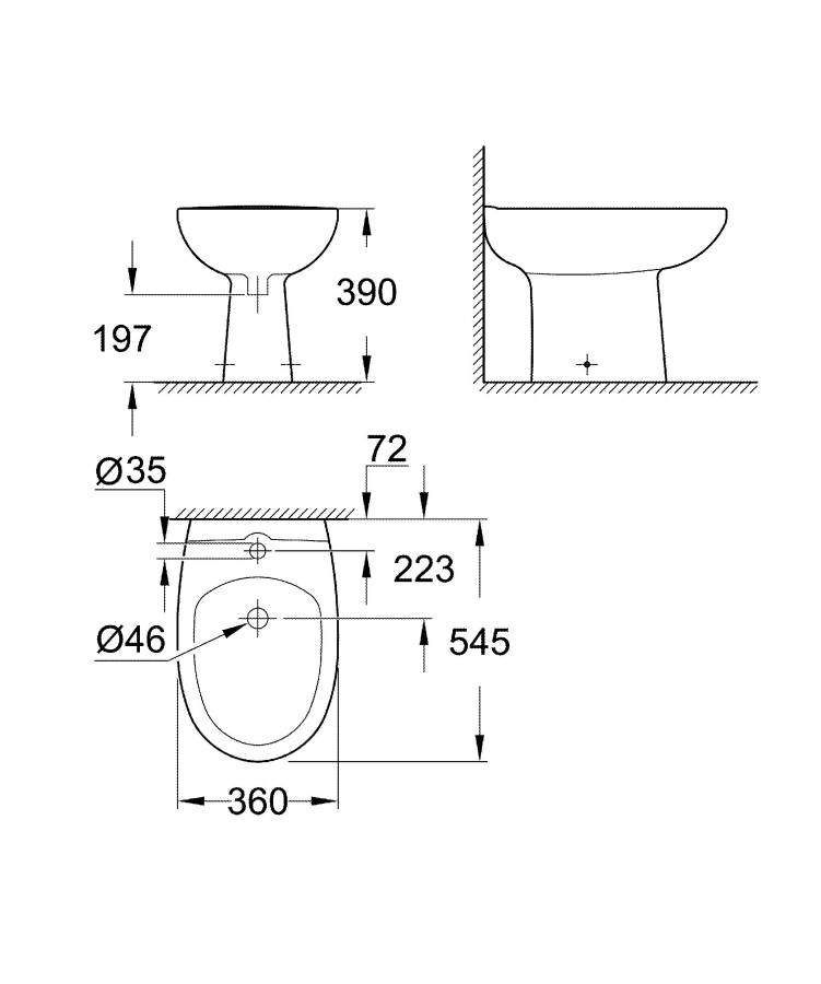 Grohe Bau Ceramic 39432000 биде напольное