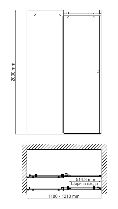 WasserKRAFT Vils 56R05 душевые двери 120*200