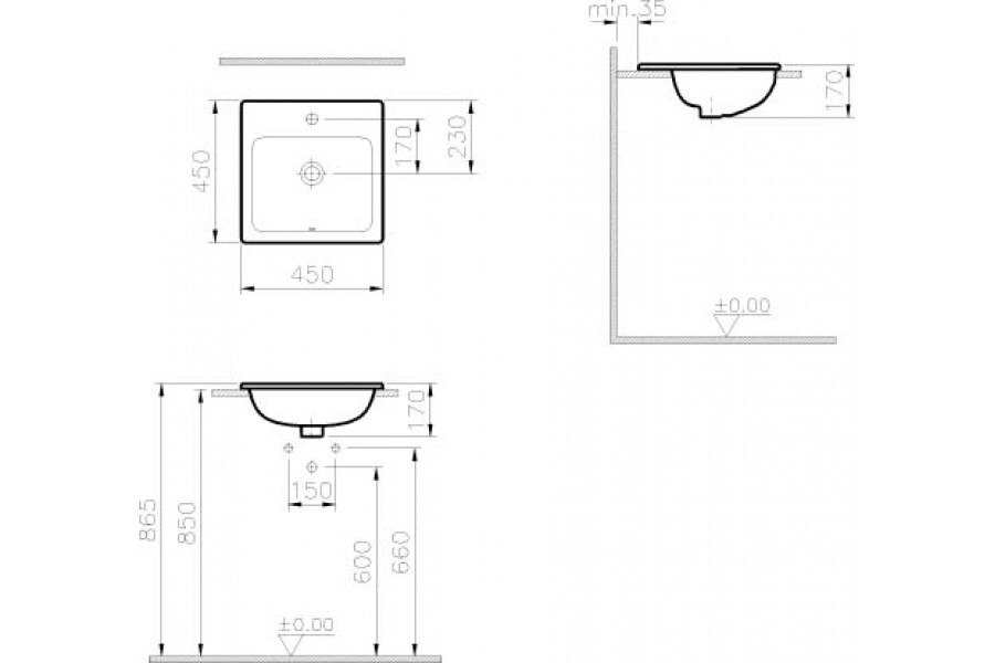 VitrA S20 5463B003-0001 Раковина 45 см