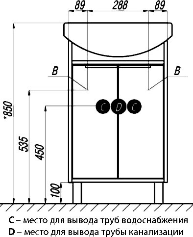 1A2124K1RIB90 Набор: Акватон Рико 50 см тумба с раковиной напольная 1A2124K1RIB90