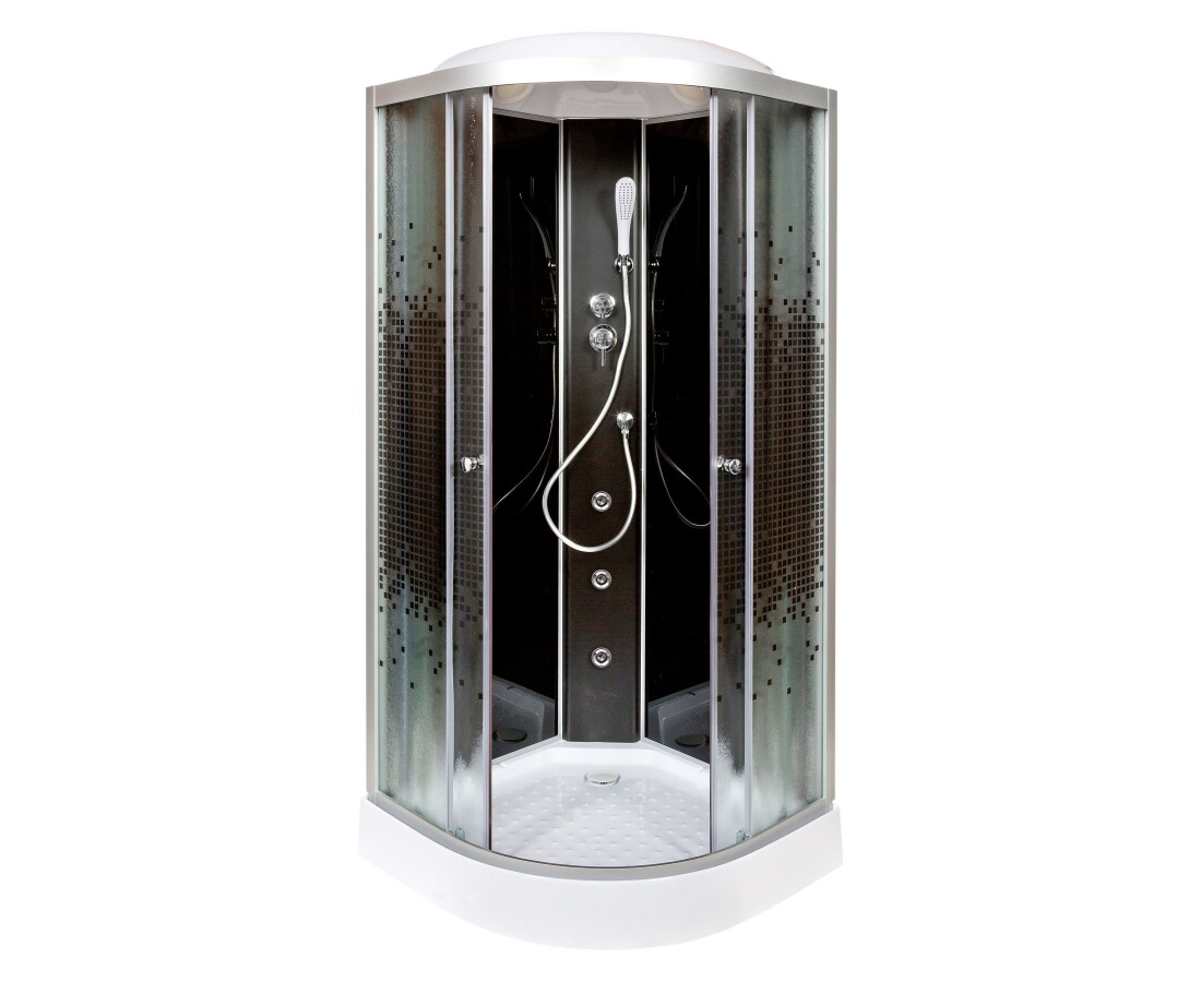 Deto душевая кабина 100х100 L801GM+ELBLACK с гидромассажем и электрикой