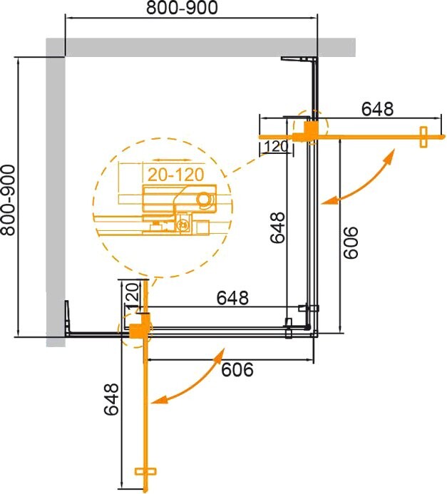 Cezares SLIDER-A-2-80/90-C-Cr душевое ограждение 90*90*195