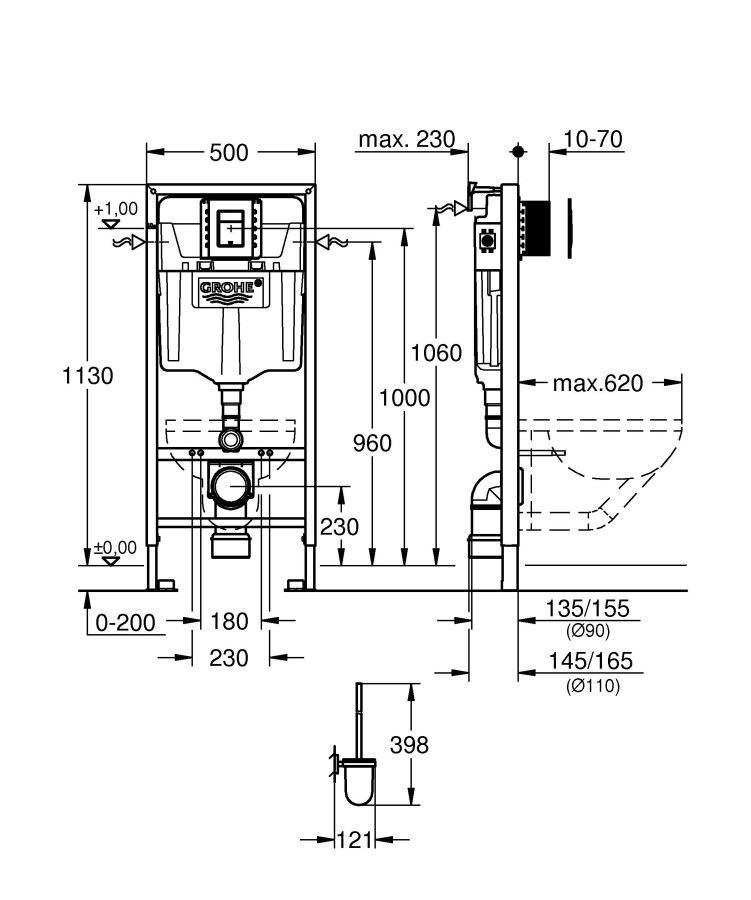 Grohe Rapid SL 39502000 инсталляция для унитаза + туалетный ёршик