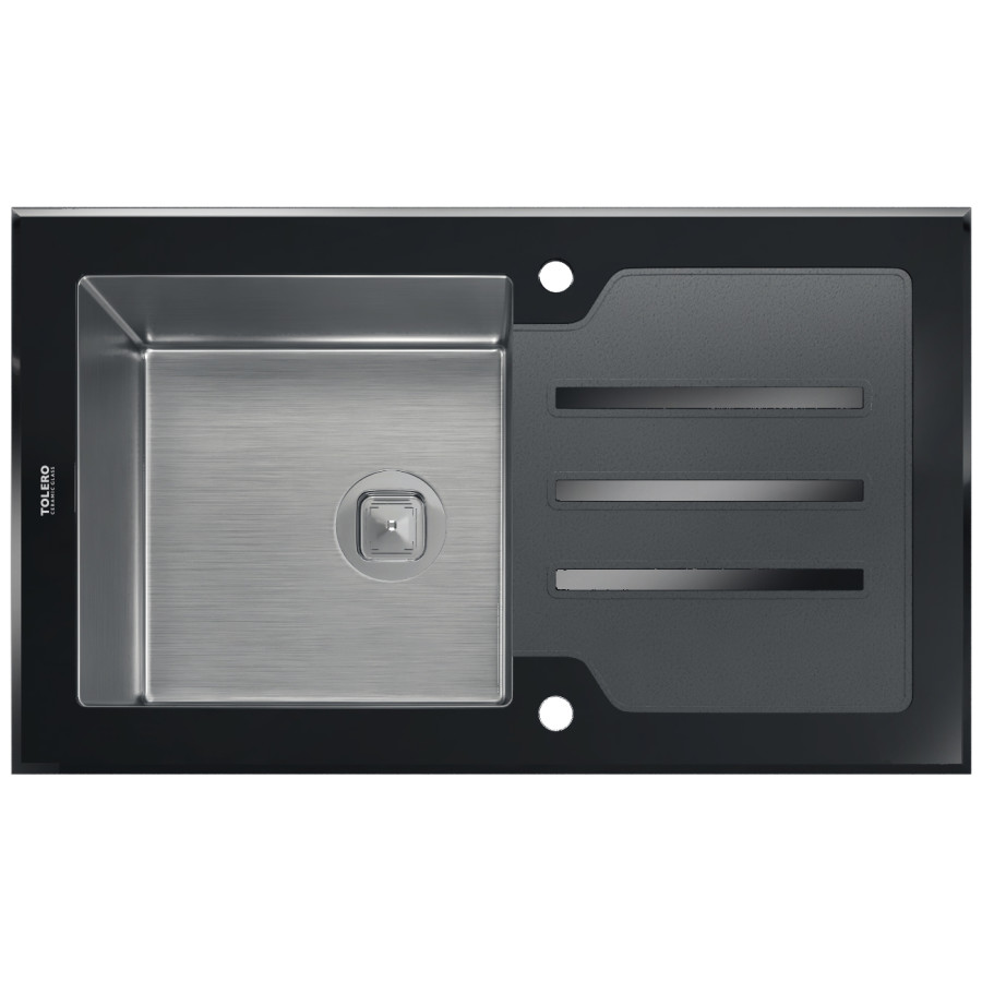 Мойка Tolero Ceramic Glass TG-860 нержавеющая сталь и закаленное стекло черный 50 x 86 см