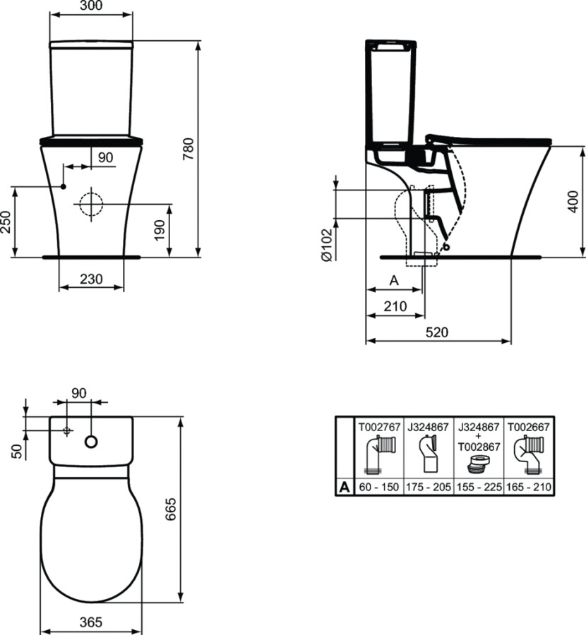 Ideal Standard Connect Air Aquablade E009701+E073401 унитаз напольный
