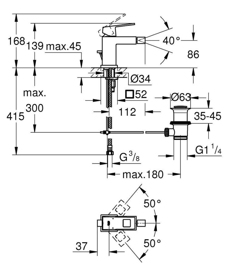 Grohe Eurocube 23138000 смеситель для биде