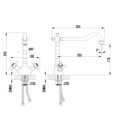 Lemark LM2805B Винтаж смеситель для кухни бронза